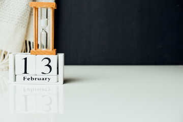 13 thirteenth day of winter month calendar february with copy space