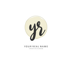 YR Initial letter handwriting and signature logo. A concept handwriting initial logo with template element.
