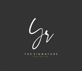 YR Initial letter handwriting and signature logo. A concept handwriting initial logo with template element.