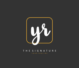 YR Initial letter handwriting and signature logo. A concept handwriting initial logo with template element.