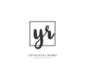 YR Initial letter handwriting and signature logo. A concept handwriting initial logo with template element.