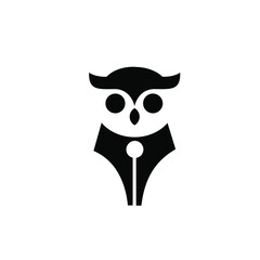 Fototapeta premium Owl pen, smart pen logo concept owl bird with fountain pen nib vector icon illustration design
