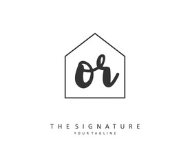 OR Initial letter handwriting and signature logo. A concept handwriting initial logo with template element.