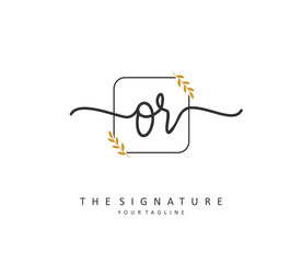 OR Initial letter handwriting and signature logo. A concept handwriting initial logo with template element.