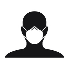 Face mask vector sign. Human avatar portrait. Head silhouette. Protective medical and industry n95 mask. Covid-19 social distancing and safety measures symbol. Coronavirus pandemic icon.