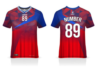 Soccer jersey design template, uniform front and back view 