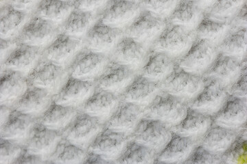 White woven cloth macro close up top view square pattern weave