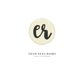 ER Initial letter handwriting and signature logo. A concept handwriting initial logo with template element.