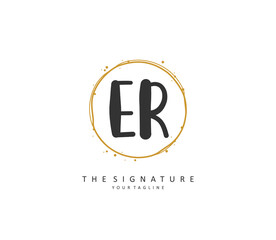 ER Initial letter handwriting and signature logo. A concept handwriting initial logo with template element.