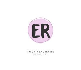 ER Initial letter handwriting and signature logo. A concept handwriting initial logo with template element.