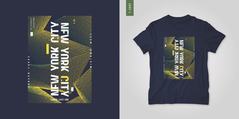 New York City graphic mens t-shirt design, abstract print, vector illustration