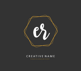 ER Initial letter handwriting and signature logo. A concept handwriting initial logo with template element.