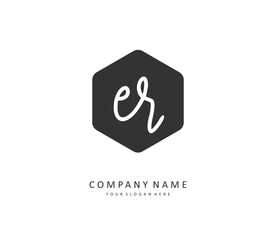 ER Initial letter handwriting and signature logo. A concept handwriting initial logo with template element.