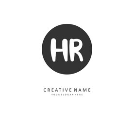 HR Initial letter handwriting and signature logo. A concept handwriting initial logo with template element.