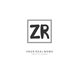 Obraz premium ZR Initial letter handwriting and signature logo. A concept handwriting initial logo with template element.