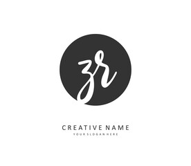 ZR Initial letter handwriting and signature logo. A concept handwriting initial logo with template element.