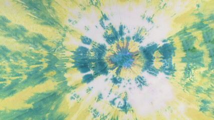 Abstract colorful yellow turquoise art design batik spiral swirl shibori technology tie dye pattern textile texture background banner