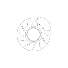 outline disc brake isolated icon on white background, auto service, repair, car detail - 409448381
