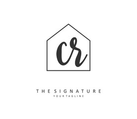 CR Initial letter handwriting and signature logo. A concept handwriting initial logo with template element.