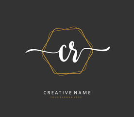 CR Initial letter handwriting and signature logo. A concept handwriting initial logo with template element.