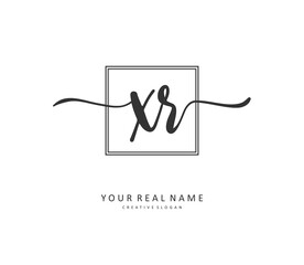 XR Initial letter handwriting and signature logo. A concept handwriting initial logo with template element.