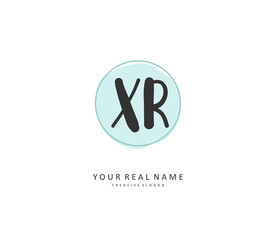 XR Initial letter handwriting and signature logo. A concept handwriting initial logo with template element.