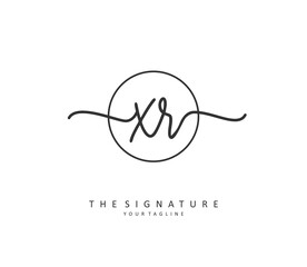 XR Initial letter handwriting and signature logo. A concept handwriting initial logo with template element.