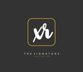 XR Initial letter handwriting and signature logo. A concept handwriting initial logo with template element.