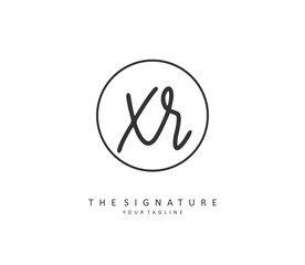 XR Initial letter handwriting and signature logo. A concept handwriting initial logo with template element.