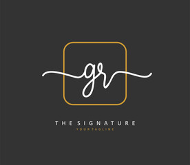GR Initial letter handwriting and signature logo. A concept handwriting initial logo with template element.