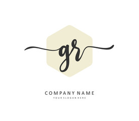 GR Initial letter handwriting and signature logo. A concept handwriting initial logo with template element.