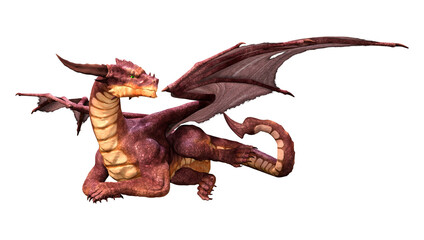 3D Rendering Fairy Tale Dragon on White