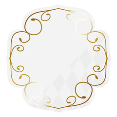 エレガントな唐草フレーム　ホワイト＆ゴールド　一部にダイヤパターン