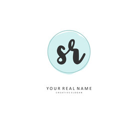 Fototapeta premium SR Initial letter handwriting and signature logo. A concept handwriting initial logo with template element.
