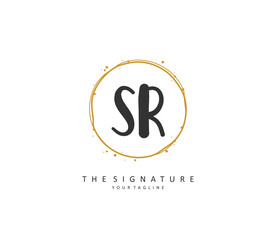 SR Initial letter handwriting and signature logo. A concept handwriting initial logo with template element.