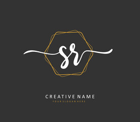 SR Initial letter handwriting and signature logo. A concept handwriting initial logo with template element.