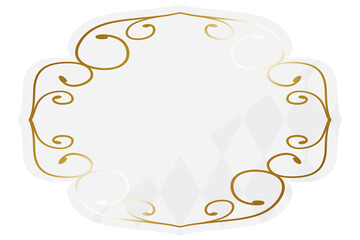 エレガントな唐草フレーム　ホワイト＆ゴールド　一部にダイヤパターン　横位置