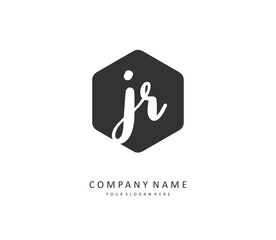 JR Initial letter handwriting and signature logo. A concept handwriting initial logo with template element.