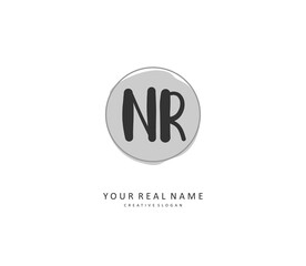 NR Initial letter handwriting and signature logo. A concept handwriting initial logo with template element.