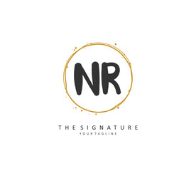 NR Initial letter handwriting and signature logo. A concept handwriting initial logo with template element.