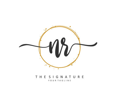 NR Initial letter handwriting and signature logo. A concept handwriting initial logo with template element.