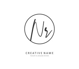 NR Initial letter handwriting and signature logo. A concept handwriting initial logo with template element.