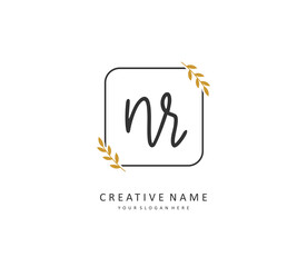 NR Initial letter handwriting and signature logo. A concept handwriting initial logo with template element.