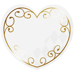 ハート型の唐草フレーム　ホワイト＆ゴールド　一部にダイヤパターン