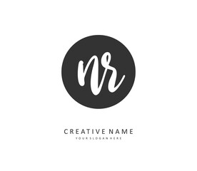 NR Initial letter handwriting and signature logo. A concept handwriting initial logo with template element.