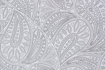 Motif floral régulier noir et blanc sur papier - Arrière plan design graphique