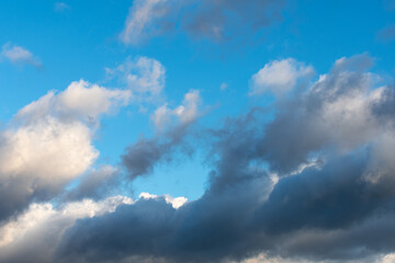 Backgrounds and textures. Blue beautiful sky with clouds.