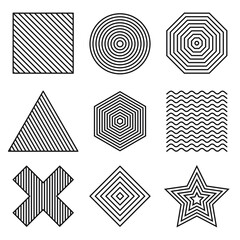 Set of geometric shapes. Collection trendy halftone vector geometric shapes.