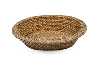vintage cane basket with isolated white back ground full depth of field
