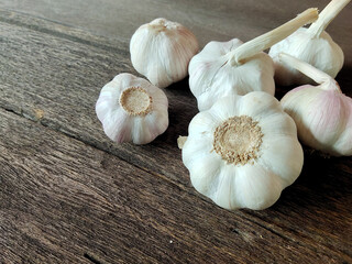 garlic on a wooden table
